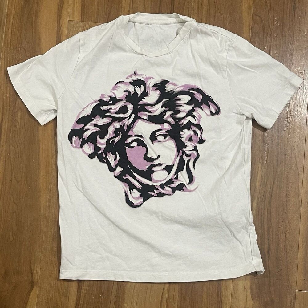 Versace Kids Medusa Logo Graphic Tee White Cotton Crew Neck 10A 140cm